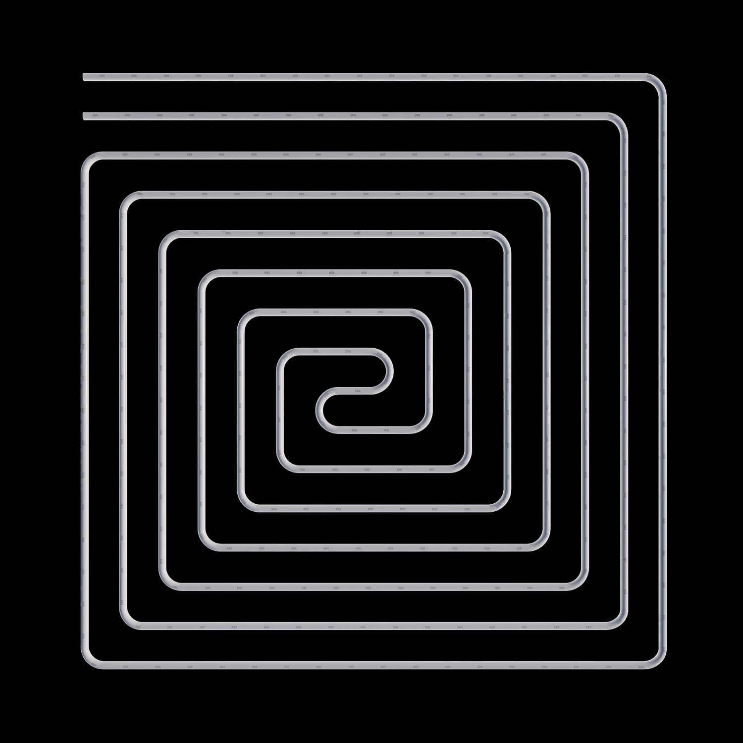 Top-down CGI diagram showing an underfloor-heating pipework layout across connected rooms