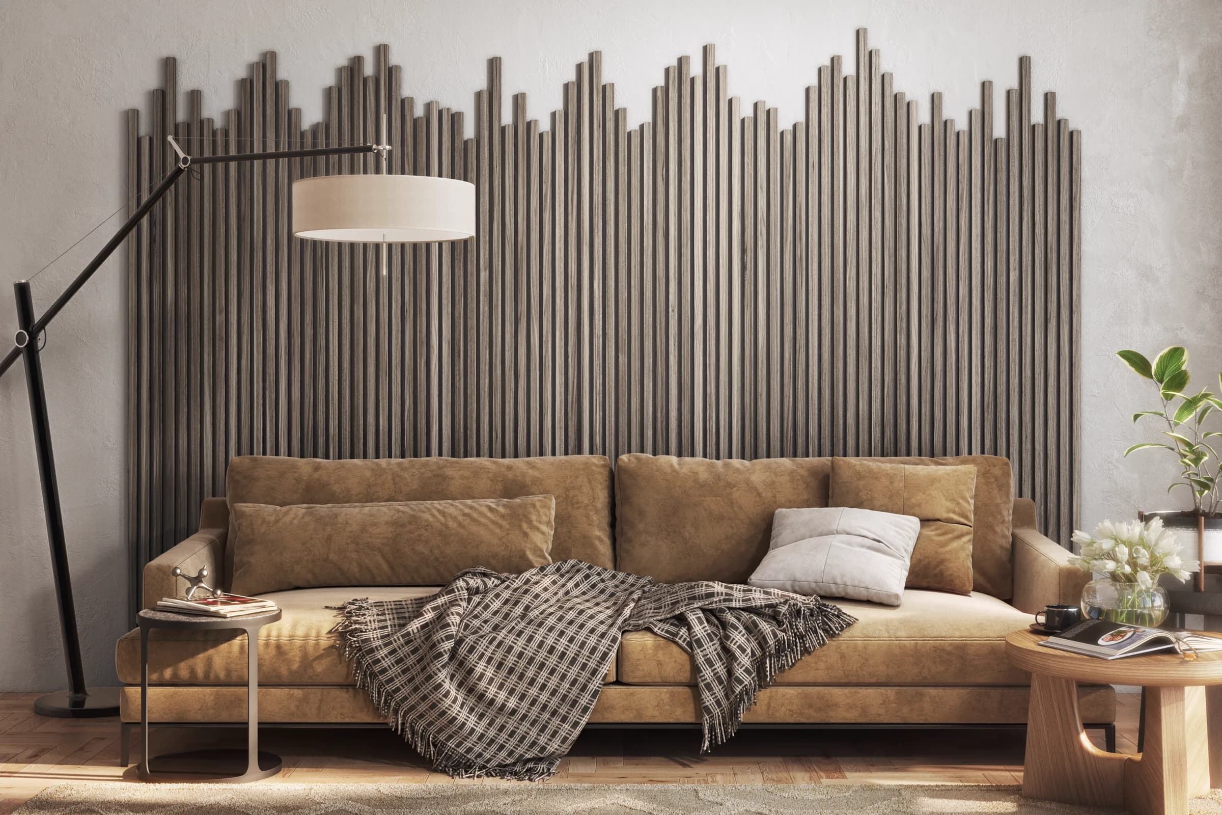 Acoustic wall panel product in lifestyle visualization by Cesma Studio