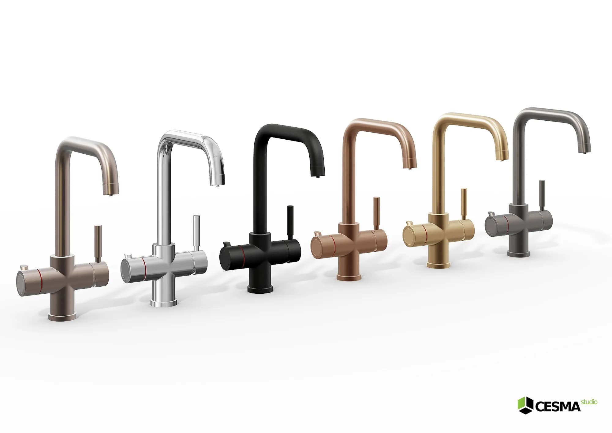 Contemporary square neck tap group product render