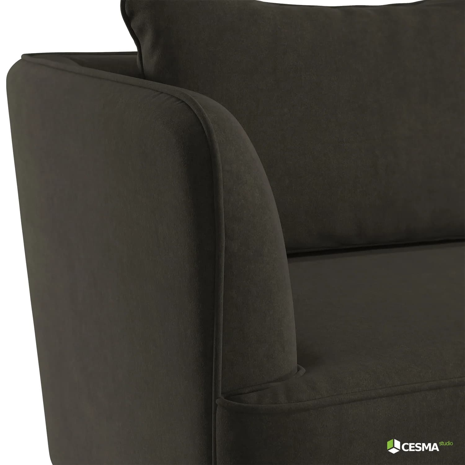 Sofa arm close-up product render