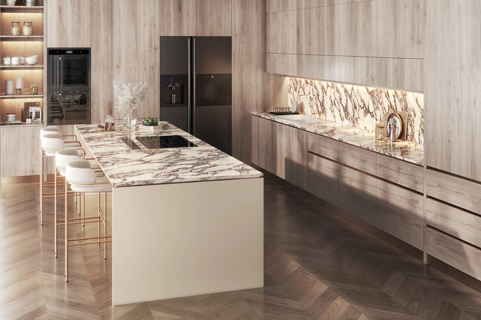 Hadad marble laminate presented through a repeatable e-commerce CGI view