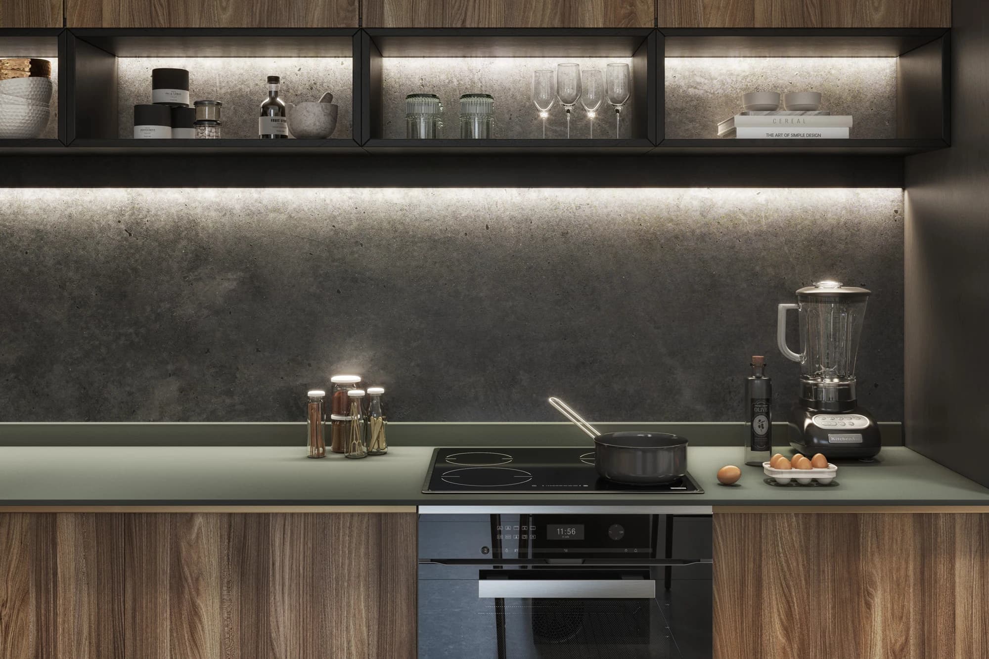 Verde Kitami compact FENIX worktop upstand detail CGI