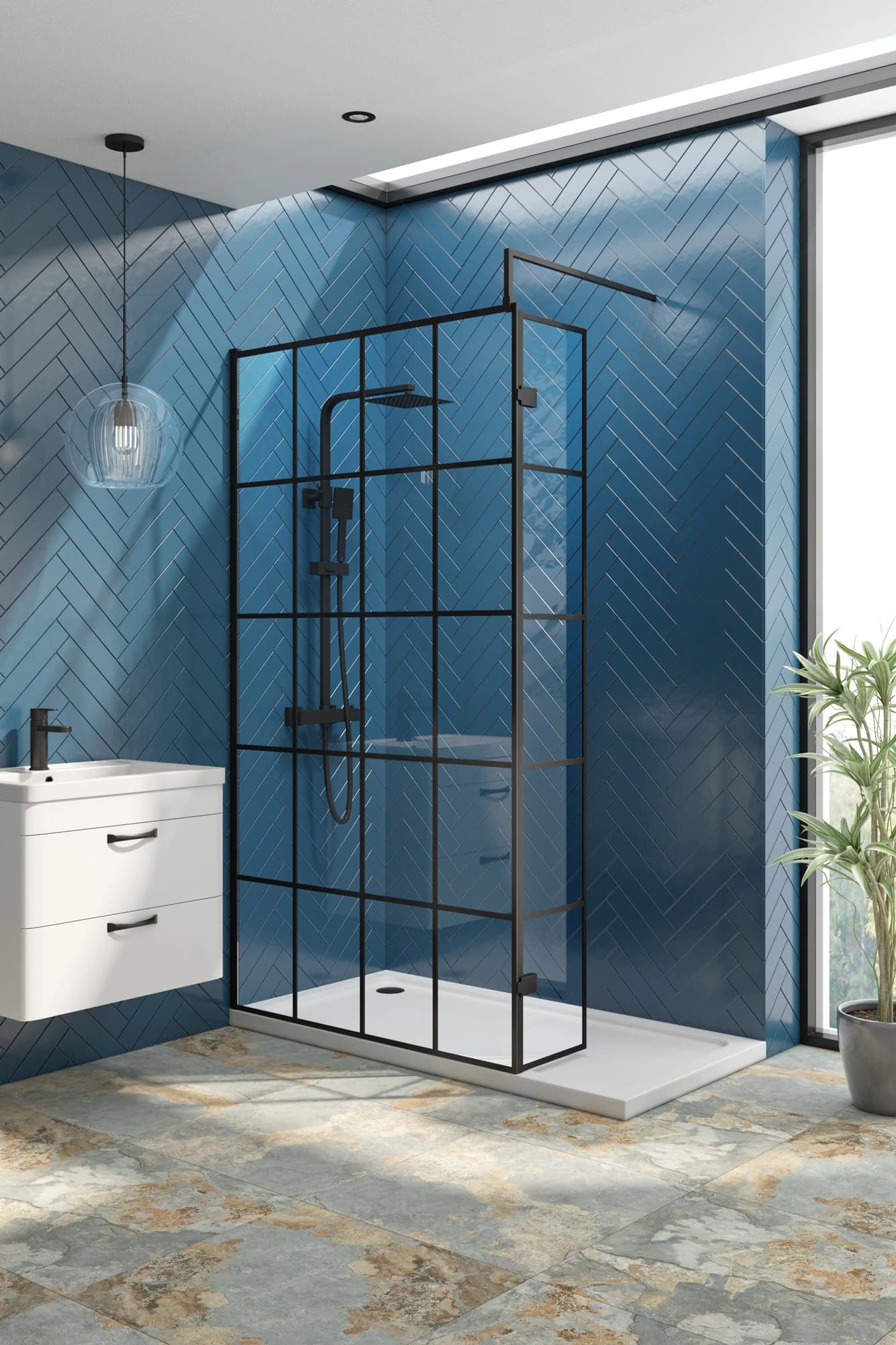 Black Framed Wetroom CGI by Cesma Studio