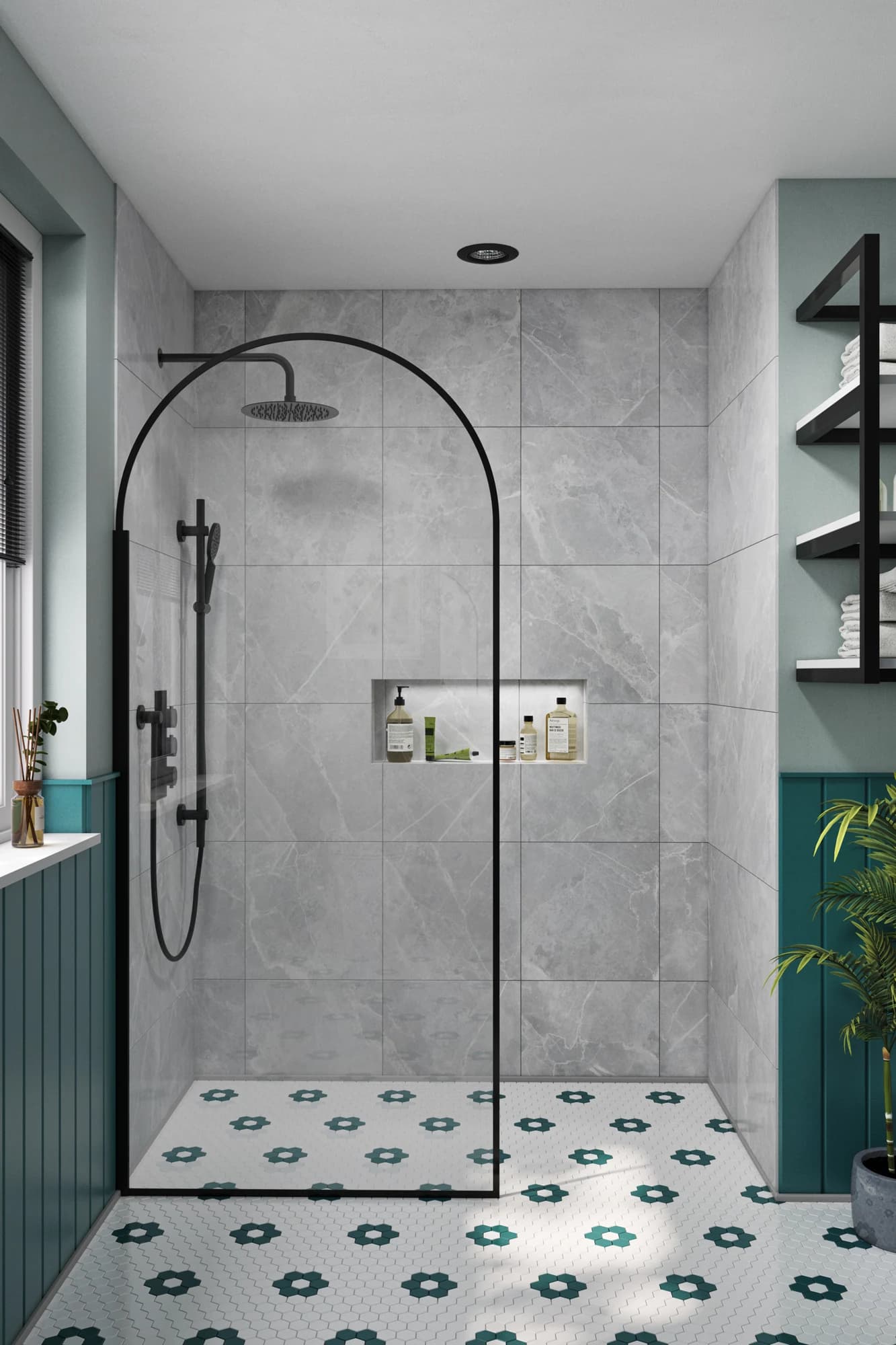Arched Wetroom Screen CGI by Cesma Studio