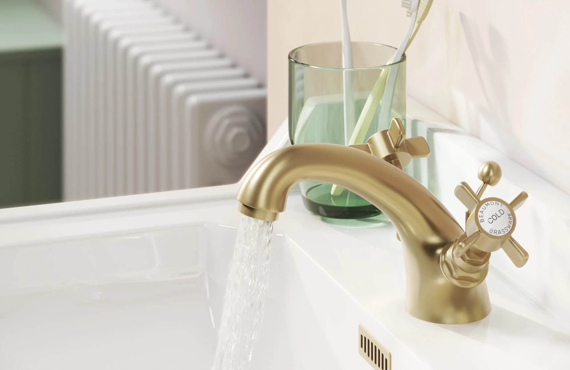 Brass Bathroom Detail CGI by Cesma Studio