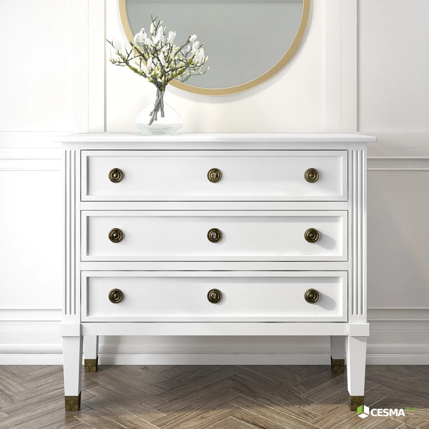 White Chest of Drawers CGI by Cesma Studio
